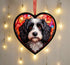 Cavapoo Black & White Stained Glass Effect Heart Suncatcher